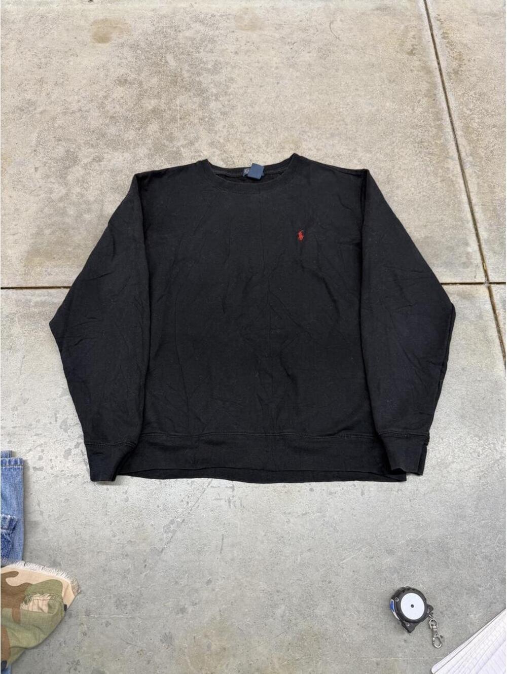 vintage polo ralph lauren faded black small logo crewneck size xl WOMENS